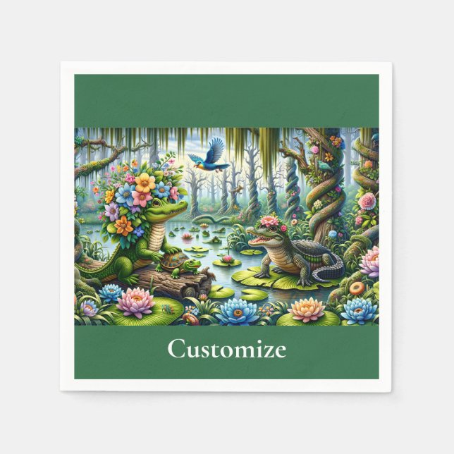 Guardanapo De Papel Alligator Fantasy Swamp Thunder_Cove (Frente)