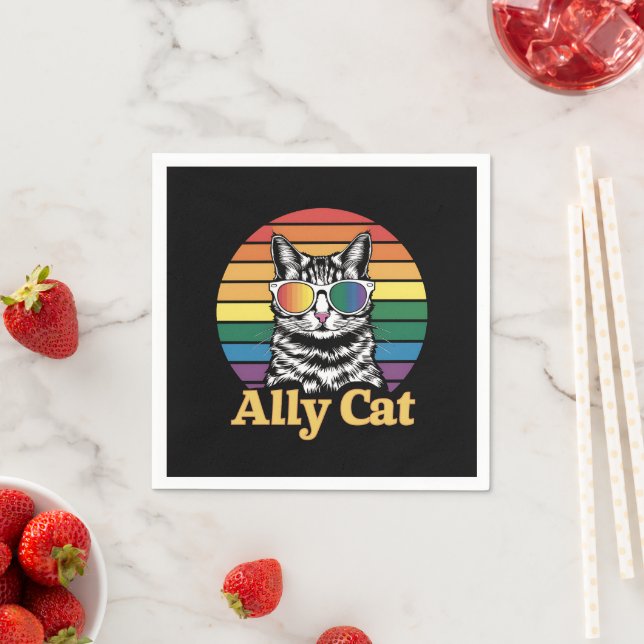 Guardanapo De Papel Ally Cat LGBT Sinalizador LGBTQ Gift (Insitu)