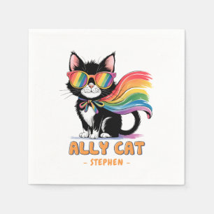 Guardanapo De Papel Ally Cat - Orgulho LGBTQ do Gato Arco-Íris