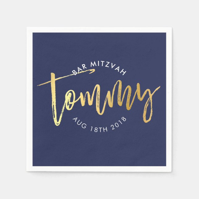 Guardanapo De Papel Almoço do Bar PERSONALIZADO Mitzvah para Tommy mar (Frente)