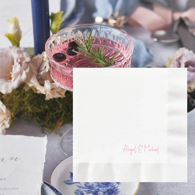 Guardanapo De Papel Almofada de Casamento Rosa Quente Personalizada Cu (Criador carregado)