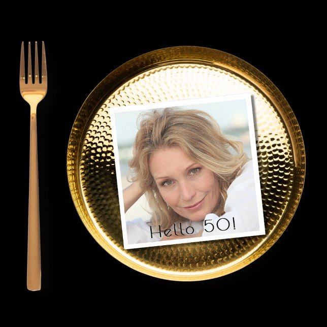 Guardanapo De Papel Alô da foto da mulher festa de aniversário 50 (Criador carregado)