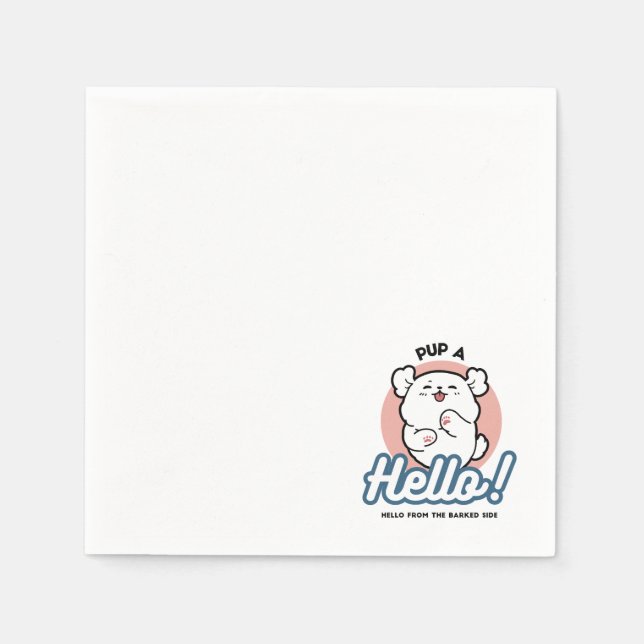 Guardanapo De Papel Alô! - Design de Cartoon Feliz de Cachorro Branco (Frente)