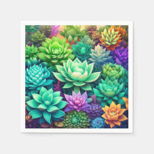 Guardanapo De Papel Aloe Vera e Succulents Collage
