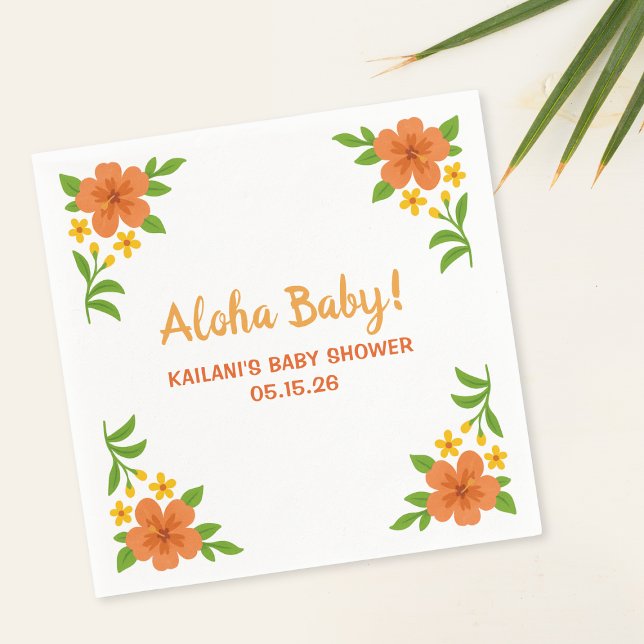 Guardanapo De Papel Aloha Baby! Chá de fraldas Floral Tropical Havaian (Criador carregado)
