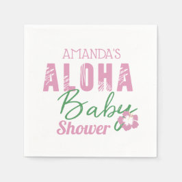Guardanapo De Papel Aloha Baby Pink & Green Tropical Girl Chá de frald