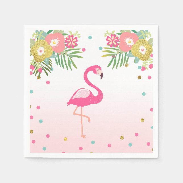 Guardanapo De Papel Aloha Flamingo Paper Tropical Napkins Aniversário (Frente)