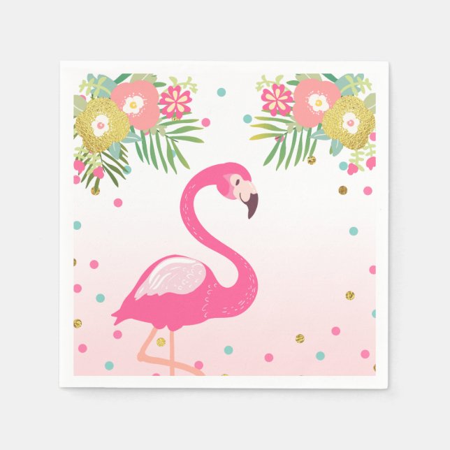 Guardanapo De Papel Aloha Flamingo Paper Tropical Napkins Aniversário (Frente)