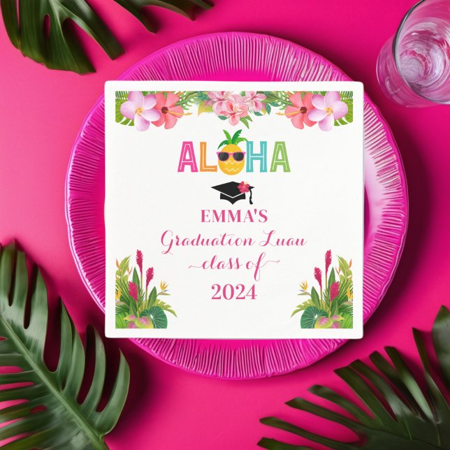 Guardanapo De Papel Aloha Graduation Luau Classe De 2024 (Criador carregado)