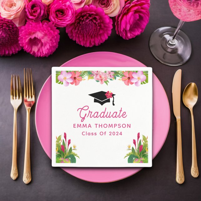 Guardanapo De Papel Aloha Graduation Luau Classe De 2024 (Criador carregado)