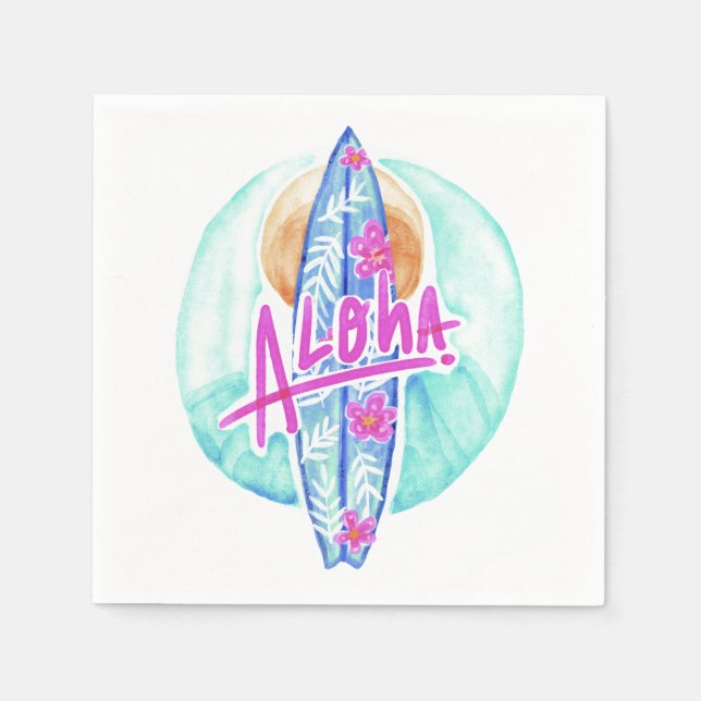 Guardanapo De Papel Aloha Hawaiian Surfer Paper napkins (Frente)