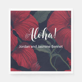 Guardanapo De Papel Aloha Hawaiian Wedding Red Hibiscus