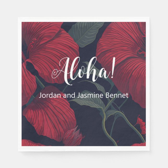 Guardanapo De Papel Aloha Hawaiian Wedding Red Hibiscus (Frente)