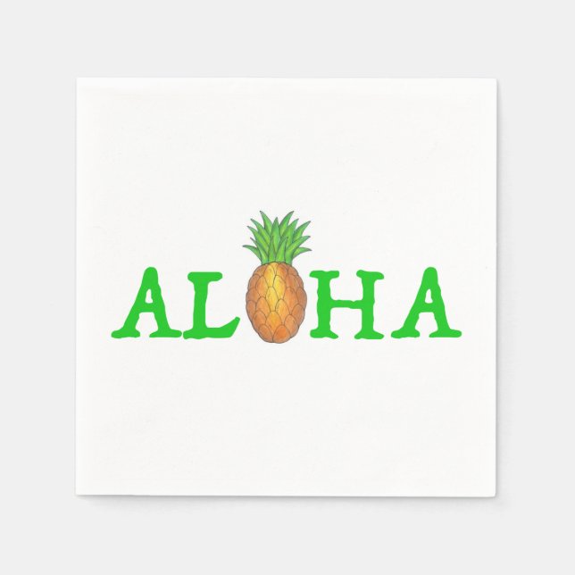 Guardanapo De Papel ALOHA Ilha Tropical Luau de Abacaxi Havaiano (Frente)