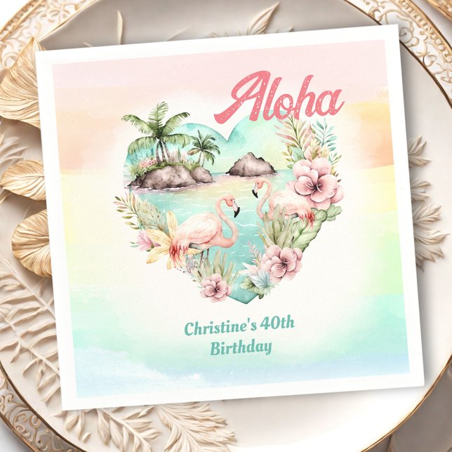 Guardanapo De Papel Aloha Luau Summer aniversário de 40 anos Beach Tro (Aloha Luau Summer 40th Birthday Beach Tropical Napkins)