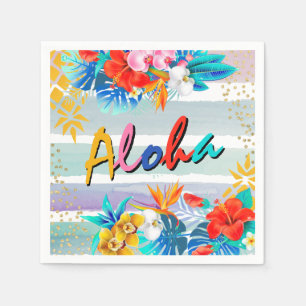 Guardanapo De Papel Aloha Luau Tropical Floral Glitter Party