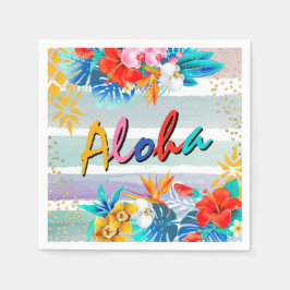 Guardanapo De Papel Aloha Luau Tropical Glitter Party