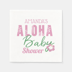 Guardanapo De Papel Aloha rosa de bebê & chá de fraldas tropical ver