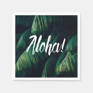 Guardanapo De Papel Aloha tipografia tropical das folhas de palmeira
