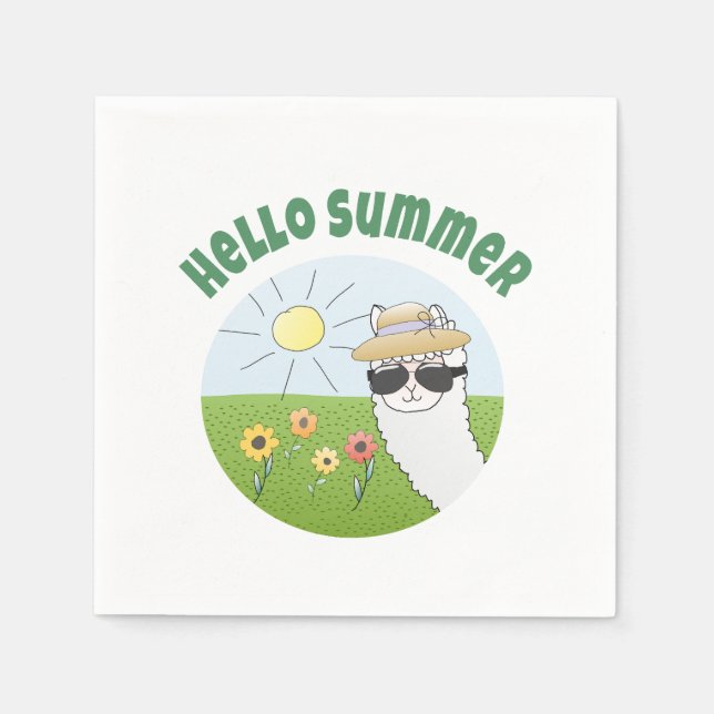 Guardanapo De Papel Alpaka-Party Hello Summer Alpaca partytime (Frente)