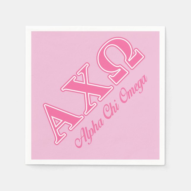 Guardanapo De Papel Alphi Chi Omega Letras Rosa (Frente)