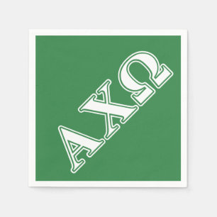 Guardanapo De Papel Alphi Chi Omega White e Green Letters