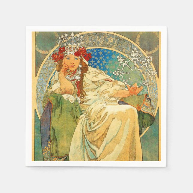 Guardanapo De Papel Alphonse Mucha Art Nouveau Princess Hyacinth (Frente)