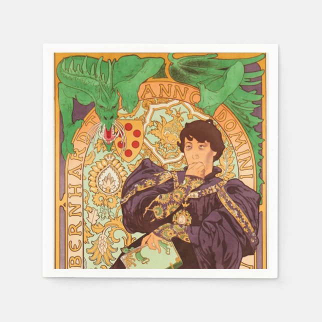 Guardanapo De Papel Alphonse Mucha Prince e Dragon (Frente)