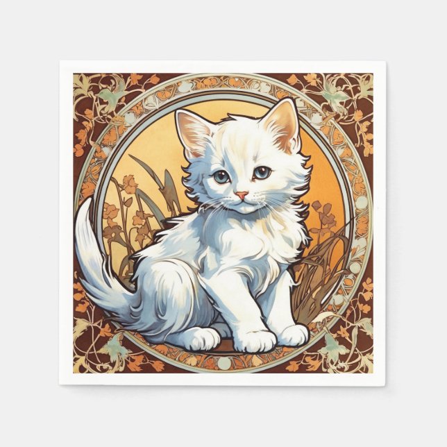 Guardanapo De Papel Alphonse Mucha Style Cat (Frente)