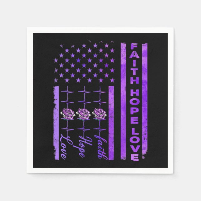 Guardanapo De Papel Alzheimers Sensibiliza Fé Esperança Ama Roxo (Frente)