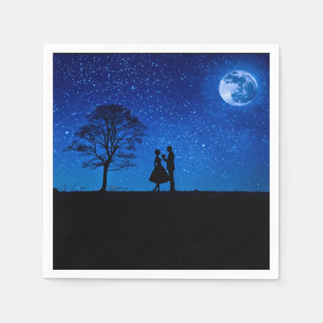 Guardanapo De Papel Amantes sob uma lua cheia   (Frente)