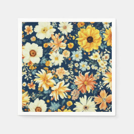 Guardanapo De Papel Amarelo-alaranjado e flores brancas deliciosas