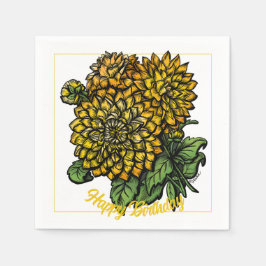 Guardanapo De Papel Amarelo Dahlias Floral