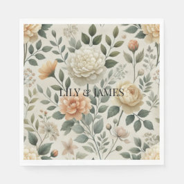 Guardanapo De Papel Amarelo-Manteiga Aquarela Floral Elegante Moderno