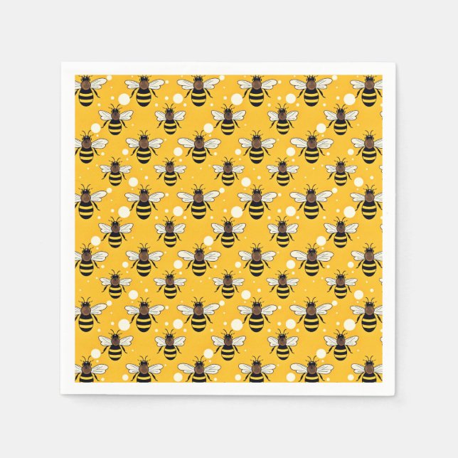 Guardanapo De Papel Amarelo-padrão das abelhas na moda (Frente)