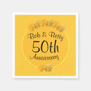 Guardanapo De Papel Amarelo Personalizado Rosa 50º Aniversário