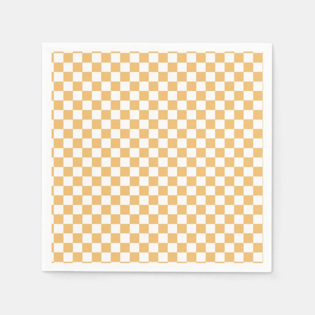 Guardanapo De Papel Amarelo Retro Checker aniversário (Frente)