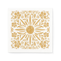 Amarelo Sunshine e Partido Floral Impressão Napkin