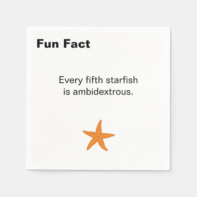 Guardanapo De Papel Ambidextrous Starfish Fun Fact Cocktail (Frente)