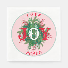 Guardanapo De Papel Ame Joy PEACE Holiday elegante Wreath verde