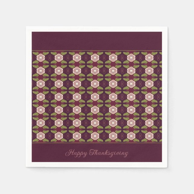 Guardanapo De Papel Ameixa Escura E Verde-Oliva (Frente)