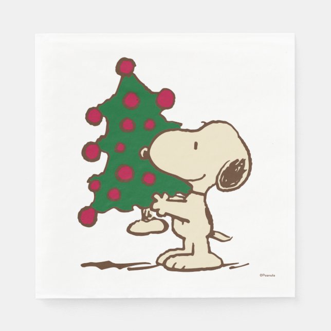 Guardanapo De Papel Amendoins | Árvore de Natal de Snoopy (Frente)