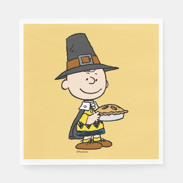 Guardanapo De Papel Amendoins | Charlie Brown Pilgrim (Frente)