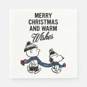 Guardanapo De Papel Amendoins   Feliz Natal Snoopy & Charlie Brown