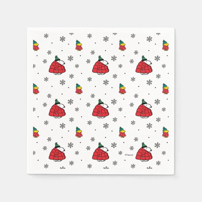 Guardanapo De Papel Amendoins | Jaqueta Snoopy Red Puffer (Frente)