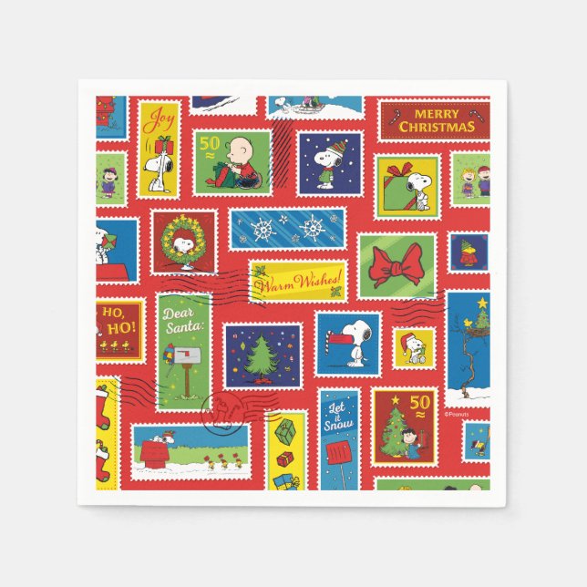 Guardanapo De Papel Amendoins | Padrão de Cartazes de Natal (Frente)