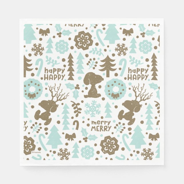 Guardanapo De Papel Amendoins | Padrão de Natal Snoopy Frosty (Frente)