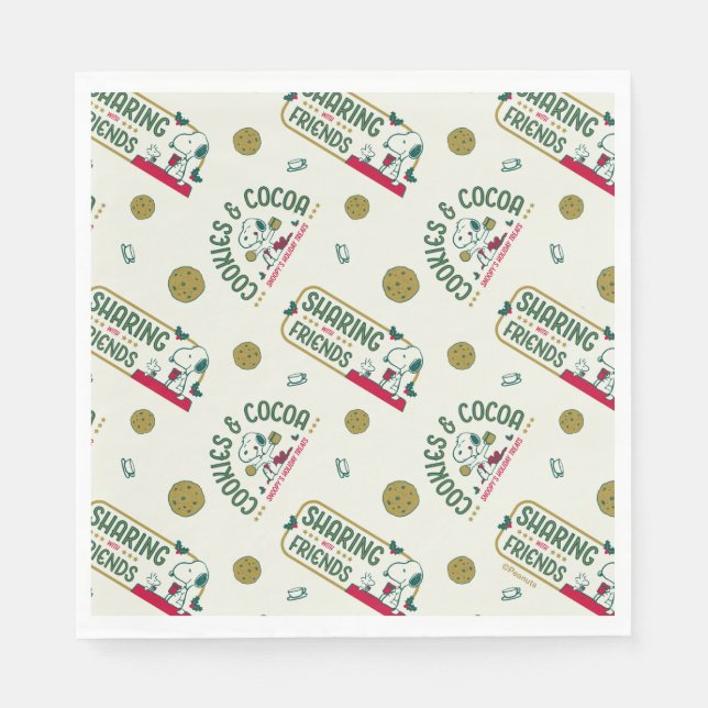 Guardanapo De Papel Amendoins | Padrões de cacau quente de espinheiro  (Frente)