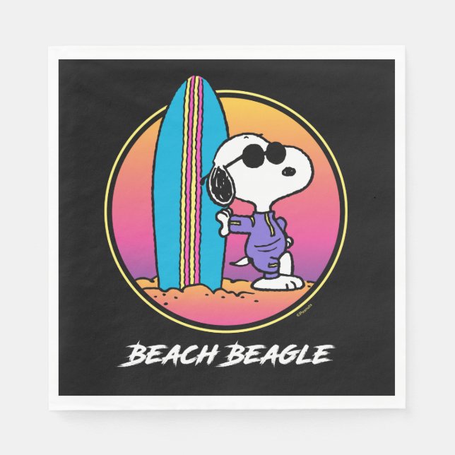 Guardanapo De Papel Amendoins | Snoopy Beach Beagle (Frente)