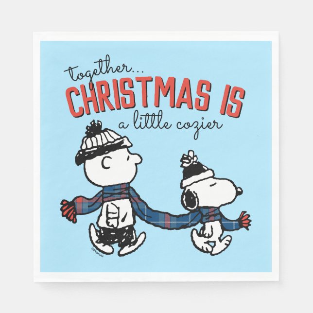 Guardanapo De Papel Amendoins | Snoopy & Charlie Brown Winter Scarf (Frente)